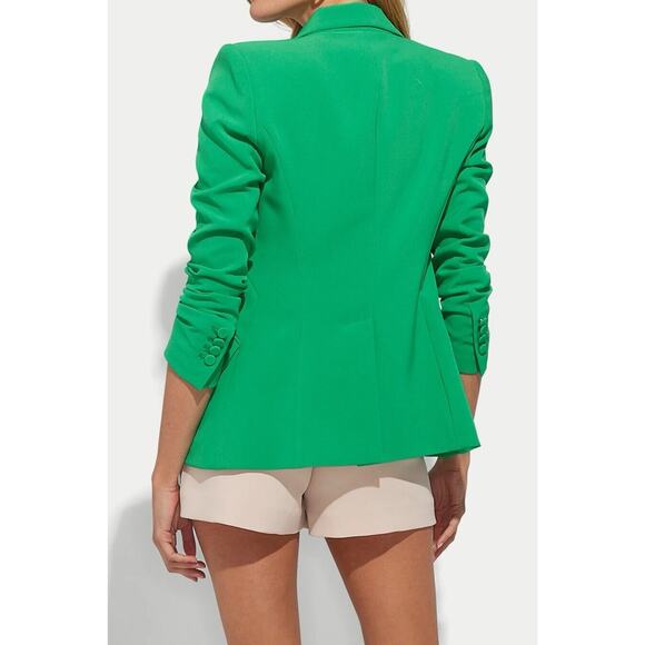 Generation Love Hudson Blazer Jacket Peak Lapel 3/4 Sleeve Pockets Green XXL NEW - Picture 2 of 11